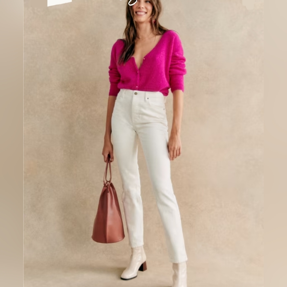 Sezane Pink Cardigan Sweater